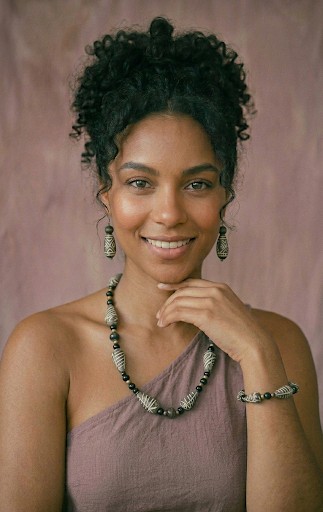 Handcrafted Demi-parure(Necklace/Bracelet/Earrings) Resin, ceramic, wooden, brass beads (hypoallergenic wires)
